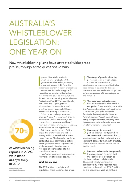 Image for Australian-Whistleblower-Law-One-Year-On.pdf