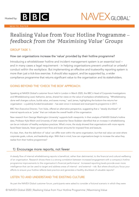 BBC Whistleblowing Hotline Forum-Feedback on Maximising Value Groups.pdf