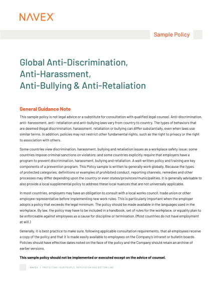 [Download a ready-to-use sample policy](/en-us/resources/sample-policy/global-anti-harassment-bullying-sample-policy/)
