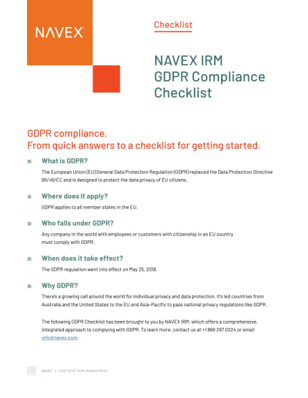 NAVEX IRM GDPR Compliance Checklist
