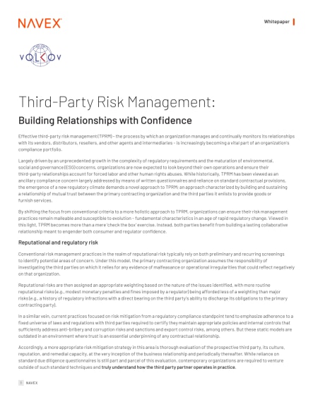 Third-Party Risk Management: Building Relationships with Confidence