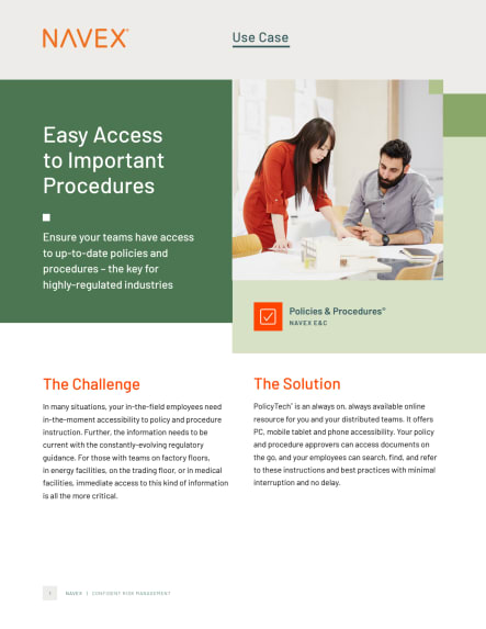 Image for PolicyTech Use Case - Easy Access to Important Procedures
