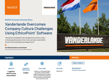 Vanderlande Overcomes Company Culture Challenges Using EthicsPoint®  Software