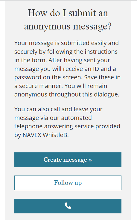 screenshot of telephone reporting